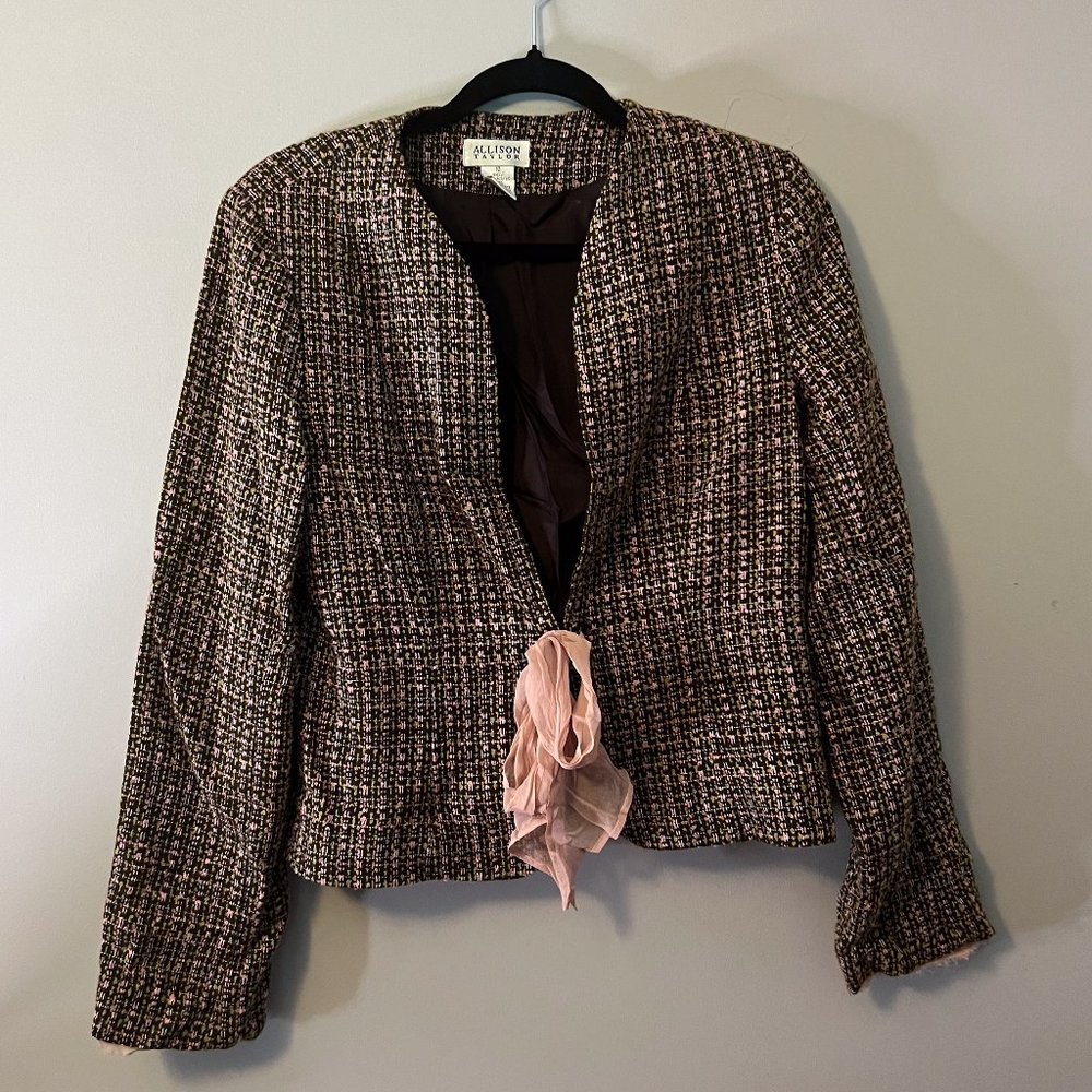 Allison Taylor Tweed Blazer with Ribbon Detail